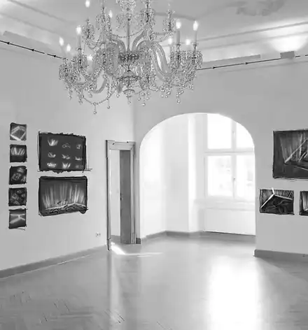 Skizze einer möglichen Ausstellungsansicht im Herrschaftssaal.