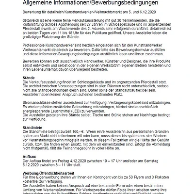 Weihnachtsmarkt 2026: Allgemeine Informationen/Bewerbungsbedingungen