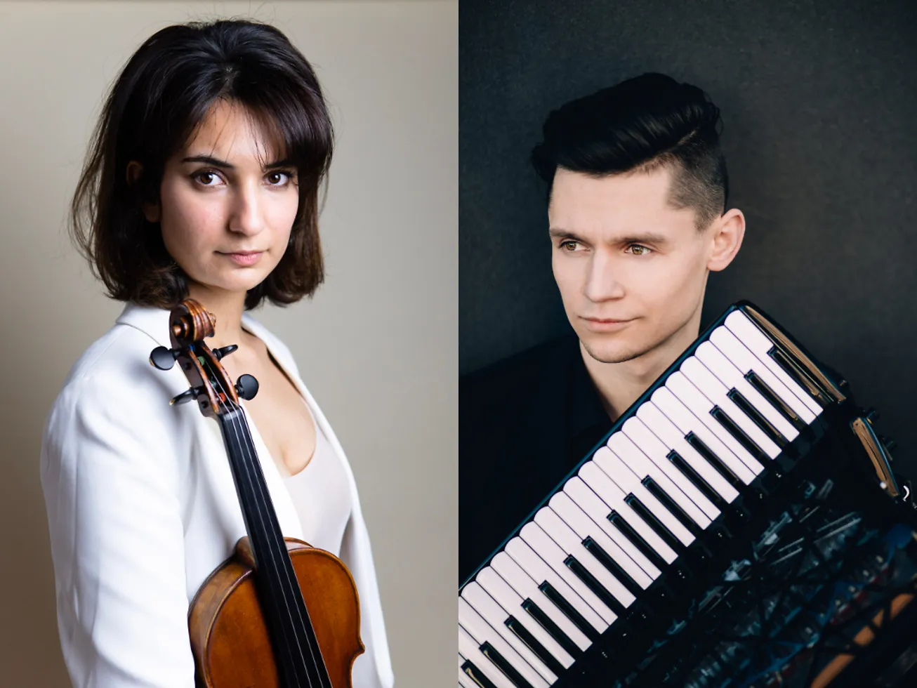 Fotos der Violinistin und des Akkordeonisten