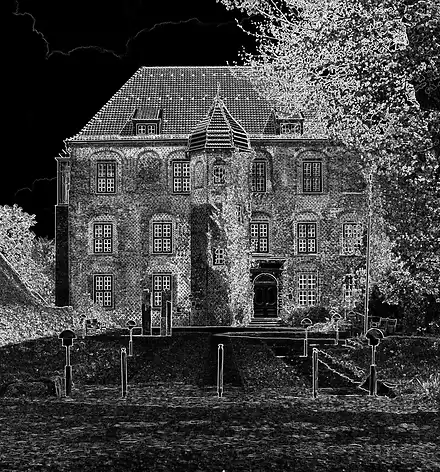 Negativ eines Fotos der Schlossfront